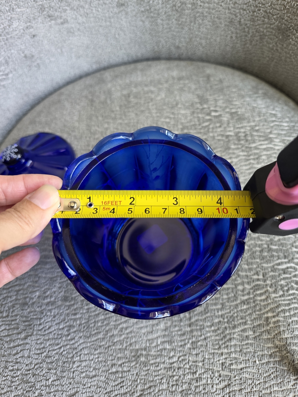 RARE VTG Fenton Cobalt Blue Canaan Valley Candy Jar With Lid Signed Hand Painted - Picture 12 of 14